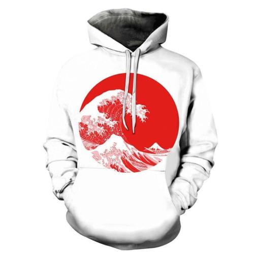 3D Japanese Waves Flag - Hoodie, Sweatshirt, Pullover