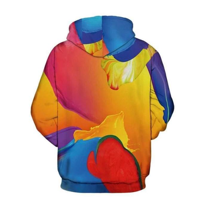 3D Print Hoodie - Colorful Oil Painting Pattern Pullover Hoodie