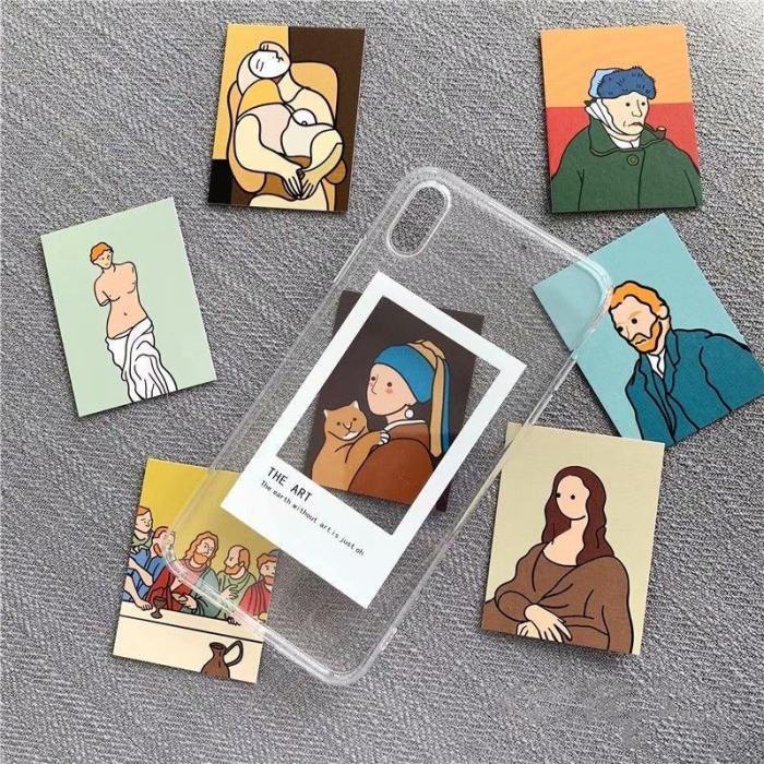 Oil Painting Card Clear Phone Case With Multiple Replacement Cards