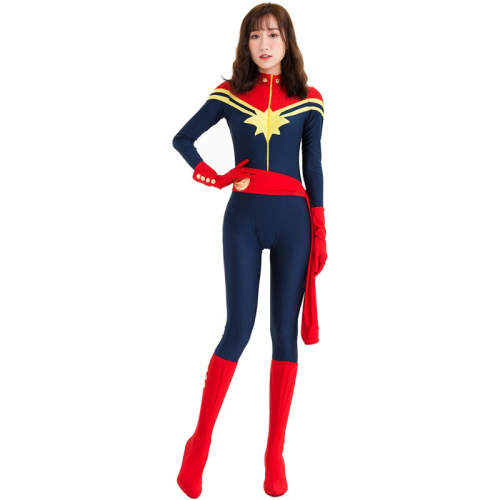 Captain Marvel Carol Danvers Superhero Adult Halloween Jumpsuit Suit
