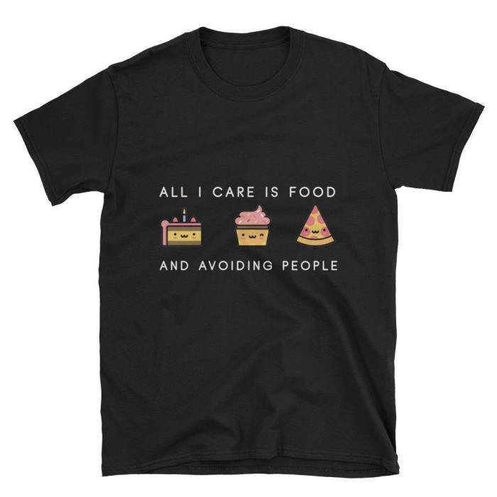  All I Care About Is Food  Short-Sleeve Unisex T-Shirt (Black/Navy)
