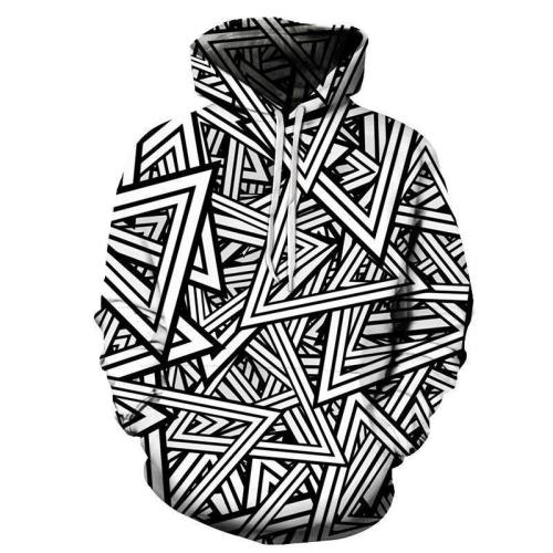 Black & White Triangles 3D - Sweatshirt, Hoodie, Pullover