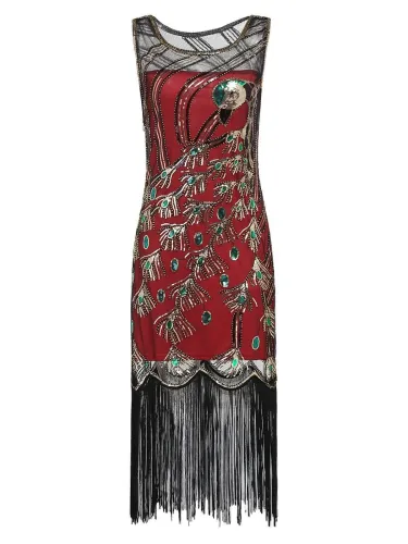 Round Neck Sleeveless Peacock Skirt