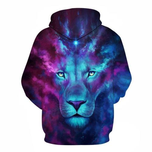 Blue Lion Face Hoodies 3D Printed Sweatshirt