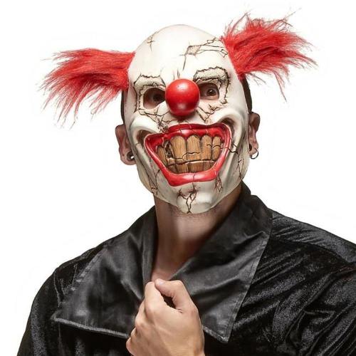 Scary Demon Devil Clown Big Mouth Half Face Halloween Party Costumes Props
