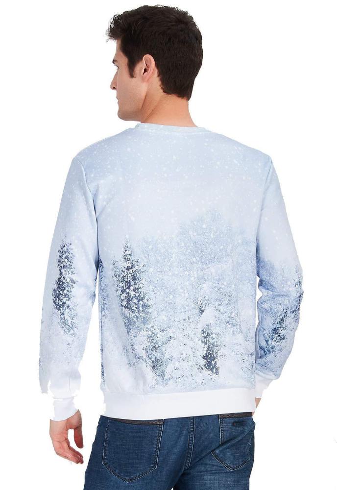 Mens Pullover Sweatshirt 3D Printing Christmas Cat Pattern