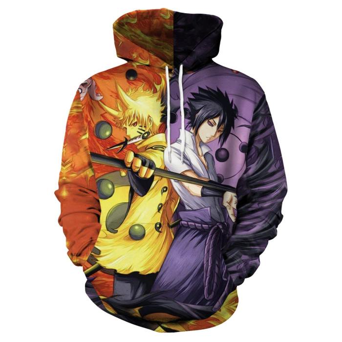 Naruto 3D Hoodie Anime Costume Naruto And Sasuke Sweatshirt