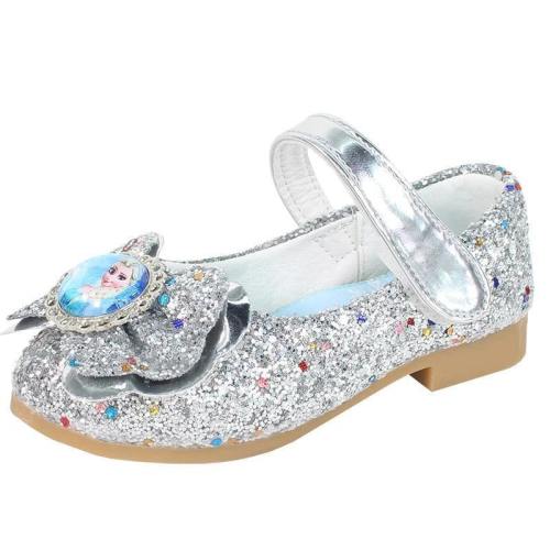 Frozen Elsa And Anna Snow Queen Single Shoes Girls Spring Autumn Princess Sparkling Cartoon Casual