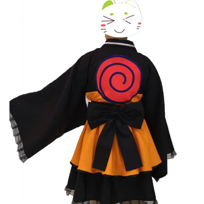 Naruto Shippuden Naruto Uzumaki Robe Lolita Cosplay Costume