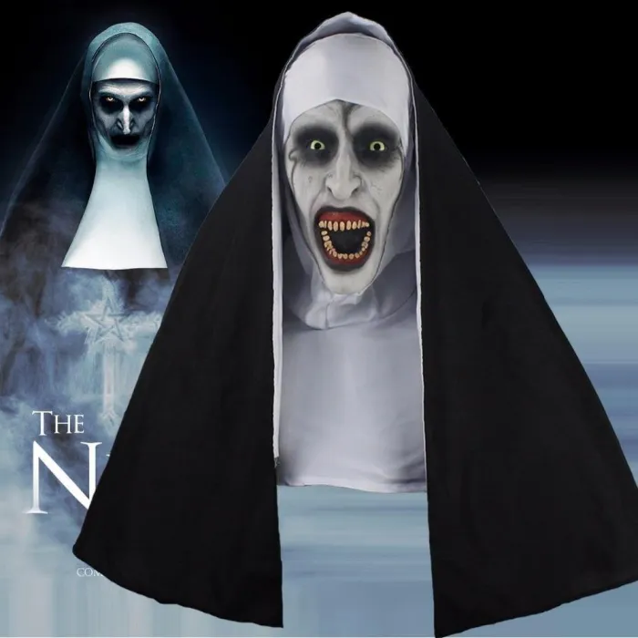 The Nun Horror Mask Cosplay Valak Scary Latex Masks With Headscarf Full Face Helmet Halloween Party Props