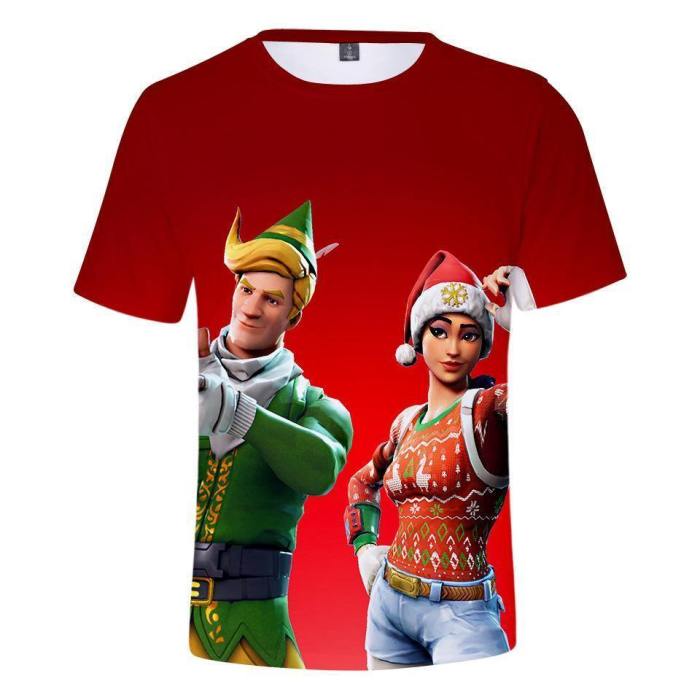 Game Fortnite Battle Royale Christmas Cosplay Short Sleeved T-Shirt