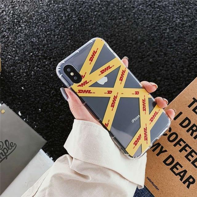 Luxury Dhl Delivery Strip Shipping Label Transparent Phone Case