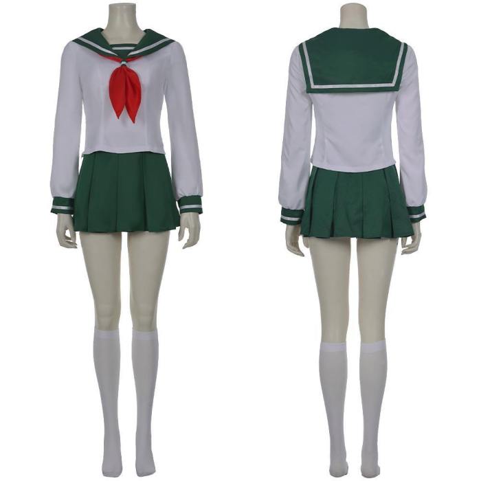 Anime Inuyasha Kagome Higurashi Women Girls Uniform Skirt Outfit Halloween Carnival Costume Cosplay Costume
