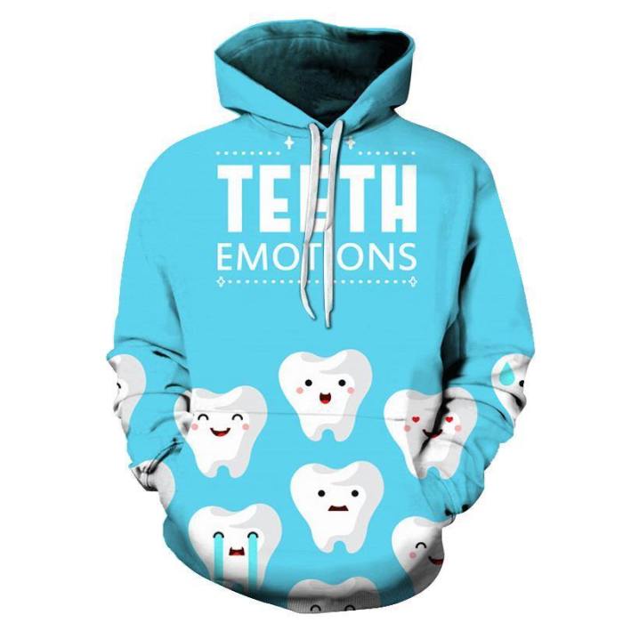 Teeth Emotions Dentist 3D Hoodie Sweatshirt Pullover