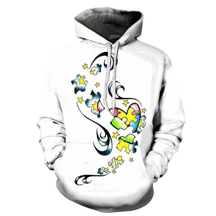 Autism Art 3D - Sweatshirt, Hoodie, Pullover - Support Autism Awareness Movement