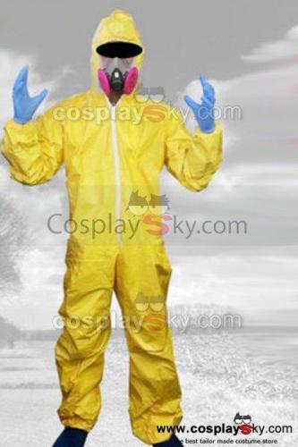 Breaking Bad Hazmat Lab Walter White Jumpsuit Costume With Half Mask Gloves