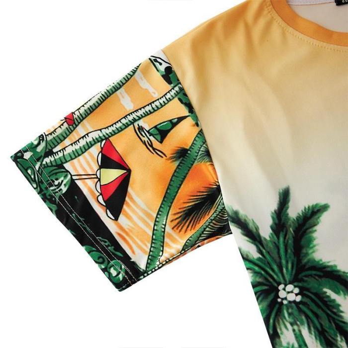 Mens T Shirt Summer Beach Printing Pattern Tee