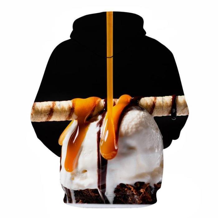 Black Ice Cream Dessert 3D Hoodie Sweatshirt Pullover