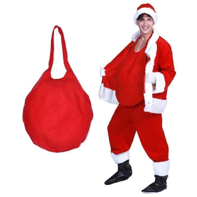 Red Mens Santa Claus Belly Cosplay Christmas Costume Adult Pot Belly Father Christmas Carnival Party Accessories