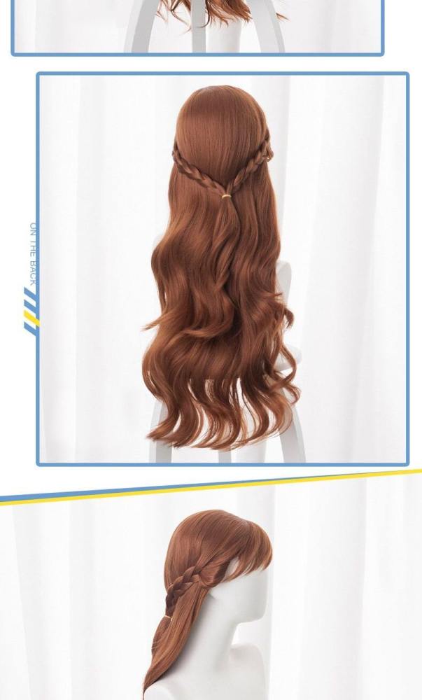 Anime Frozen 2 Princess Anna Brown Hair Wigs Headwear Wig Cosplay