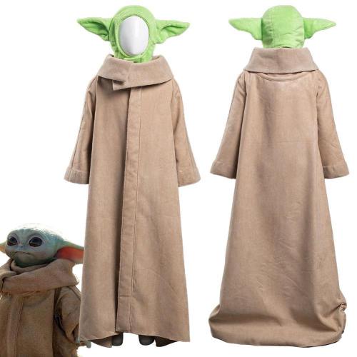 The Mandalorian -Baby Yoda Robe Hat Outfits Halloween Carnival Suit Cosplay Costume