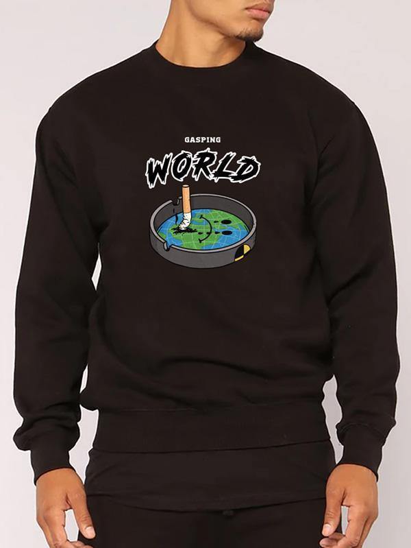 Gasping World Earth Ashtray Graphic Sweatshirt