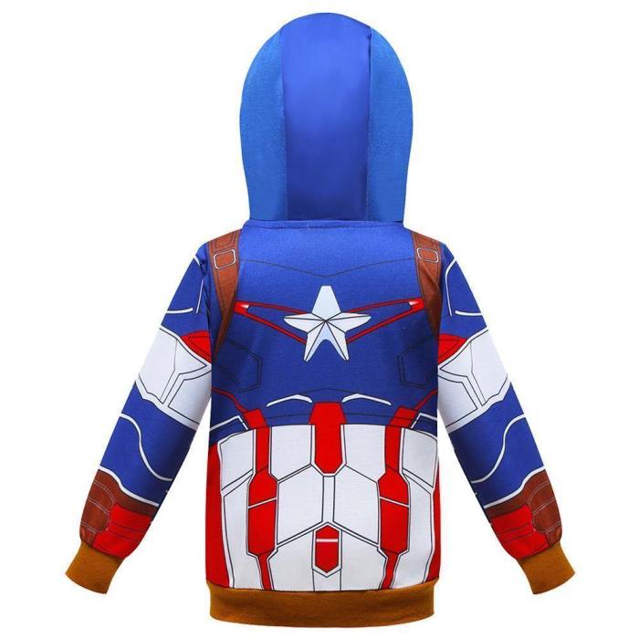 Kids Hoodies Superhero Captain America Sweatshirt For Boys