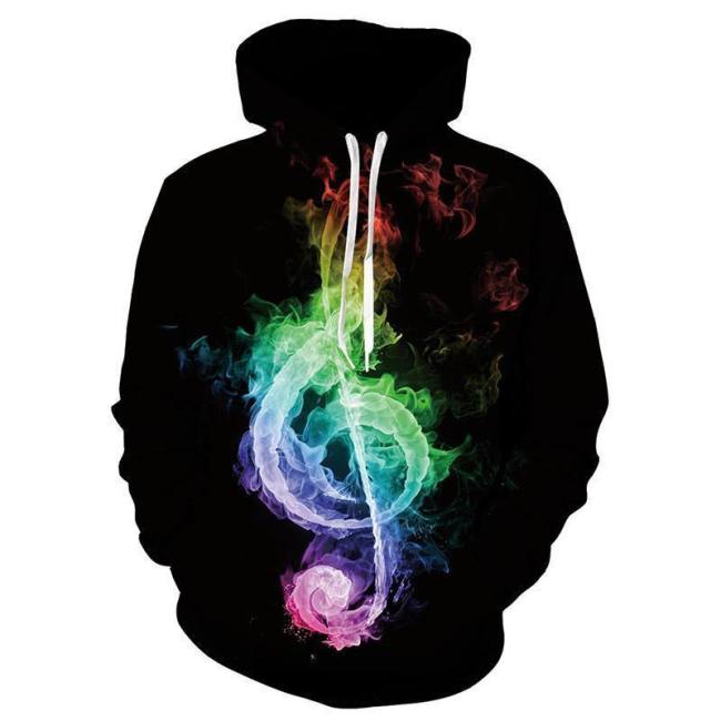 Mens Hoodies 3D Printed Colorful Abstract Smoke Circle Printing Hooded