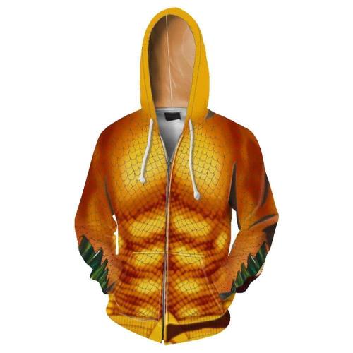 Unisex Arthur Curry Hoodies Aquaman Zip Up 3D Print Jacket Sweatshirt Style B