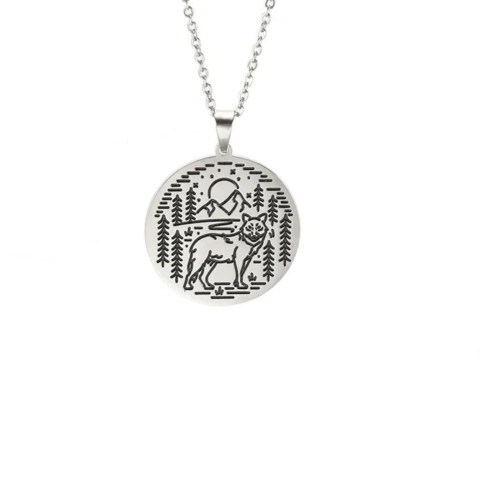 Stainless Steel Wolf Pendant Necklace