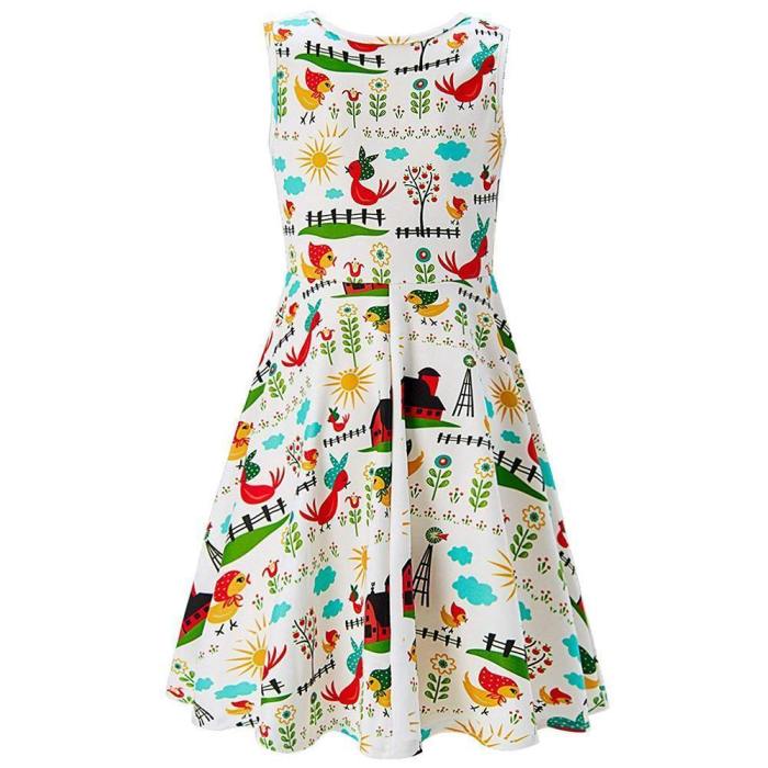 Girls Summer Dress Farm Sleeveless Casual Dress