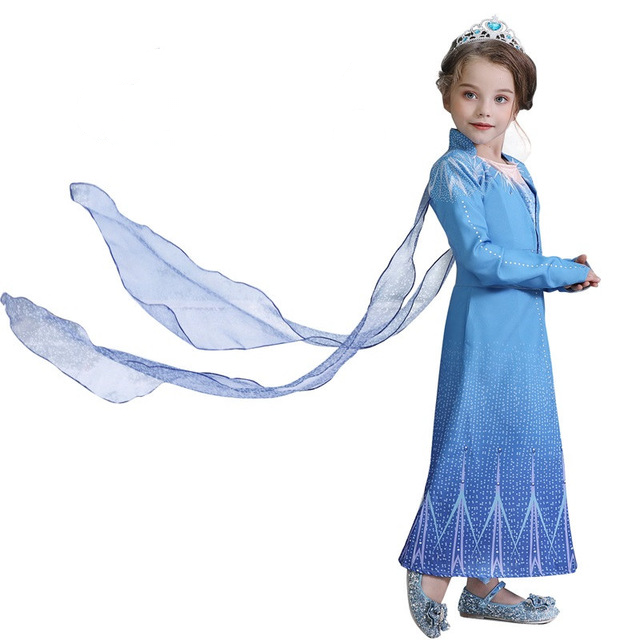 Princess Elsa Cosplay Costume Children Halloween Girls Dress Clothing