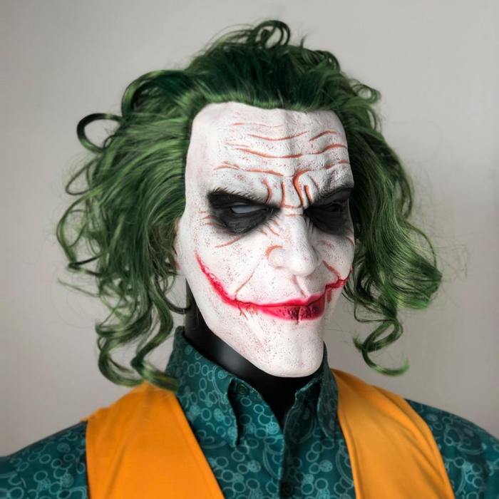 Batman The Dark Knight Horror Clown Joker Cosplay Latex Mask With Wig