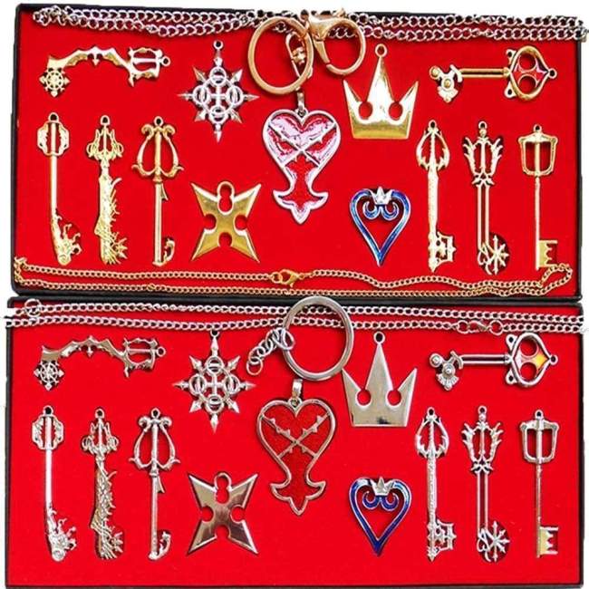 Kingdom Hearts 2 Ii Keychain Pendant Necklace Set Box Cosplay Accessaries