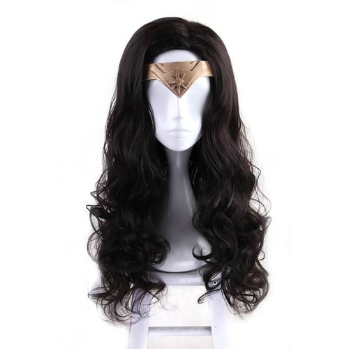 Movie Wonder Woman Princess Diana Costume Halloween Party Cosplay Wigs Curly Brown