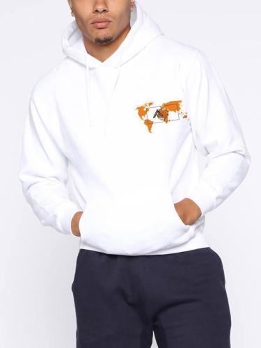 Mens Pullover Hoodie World Map Sweatshirt