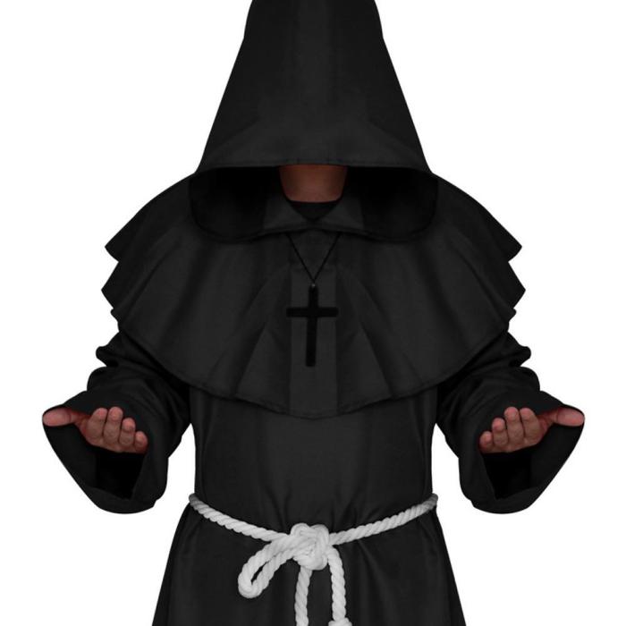 Medieval Witch Hooded Cloak Halloween Party Costume