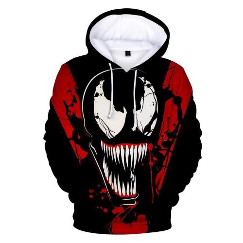 Venom 3D Printing Fashion Long-Sleeved Hooded Sweater For Men