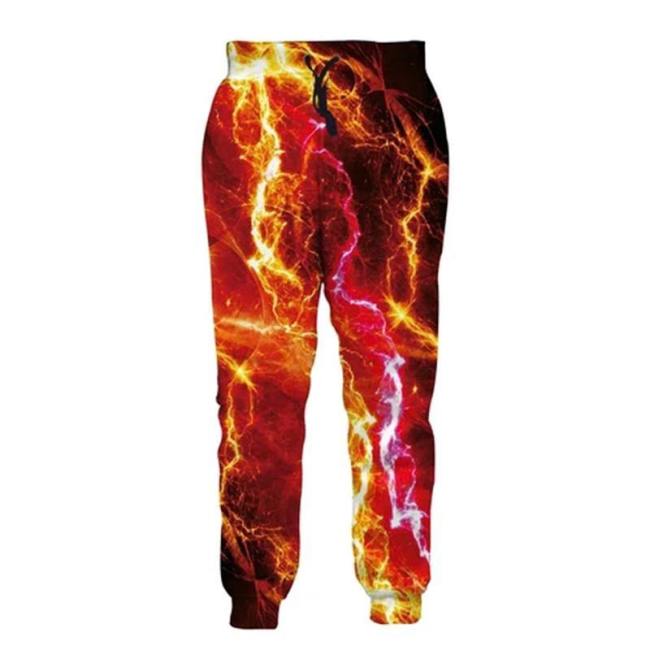 Mens Jogger Pants 3D Printing Lightning Pattern Printed Sweatpants