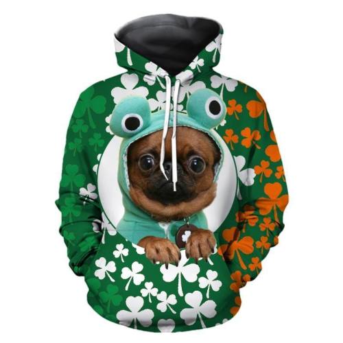 Mens Hoodies 3D Graphic Printed Four-Leaf Clover Pullover