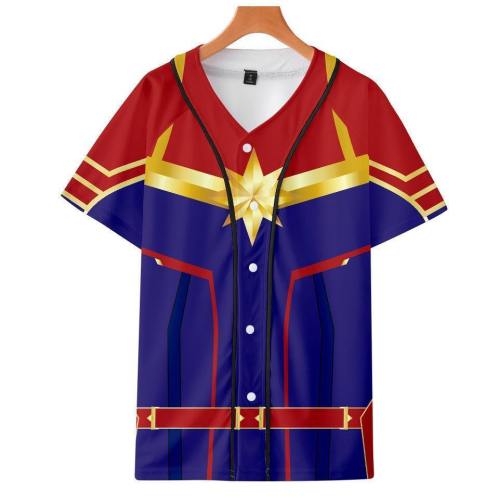 Captain Marvel T-Shirt - Carol Danvers Graphic Button Down T-Shirt Csos930