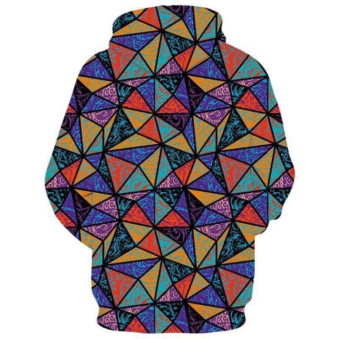 Mens Hoodies 3D Printed Colorful Geometric Hoodies Sweatshirt