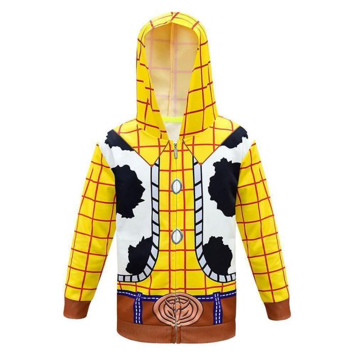 Kids Woody Hoodies Toy Story Zip Up 3D Print Jacket Sweatshirt Cosplay Set