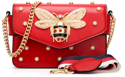Bees Pearl Chain Portable Shoulder Diagonal Square Package