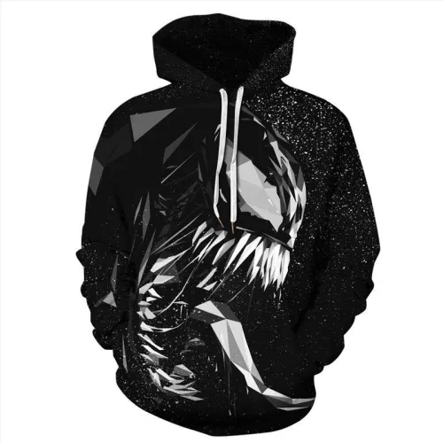 Mens Hoodies 3D Graphic Printed Venom Black Pullover Hoodie