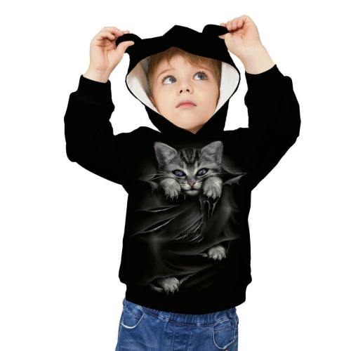 Kids Cute Cat Ear Hoodie 3D Printed Sweatshirt