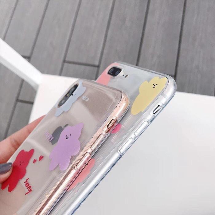 Cute Colorful Candy Bear Transparent Phone Case