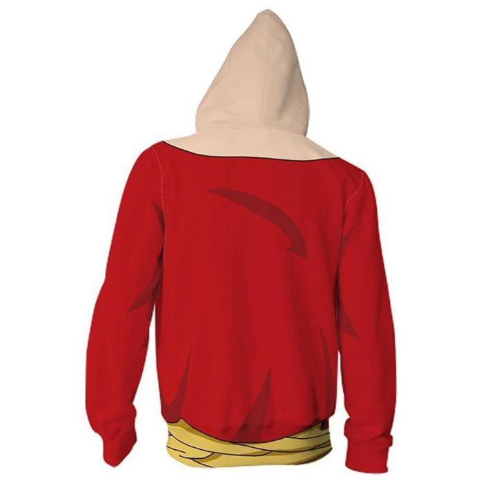 Unisex Monkey D. Luffy Hoodies One Piece Zip Up 3D Print Jacket Sweatshirt