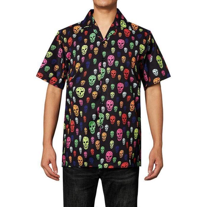 Men'S Hawaiian Shirts Colorful Skull Printed