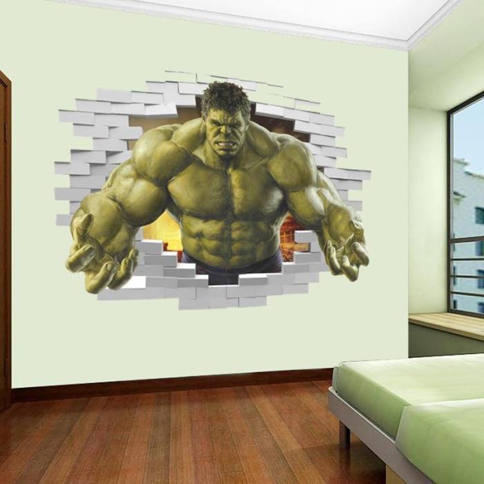 Avengers Hulk Peel Through Wall Sticker 3D Effect Poster Boy'S Gift